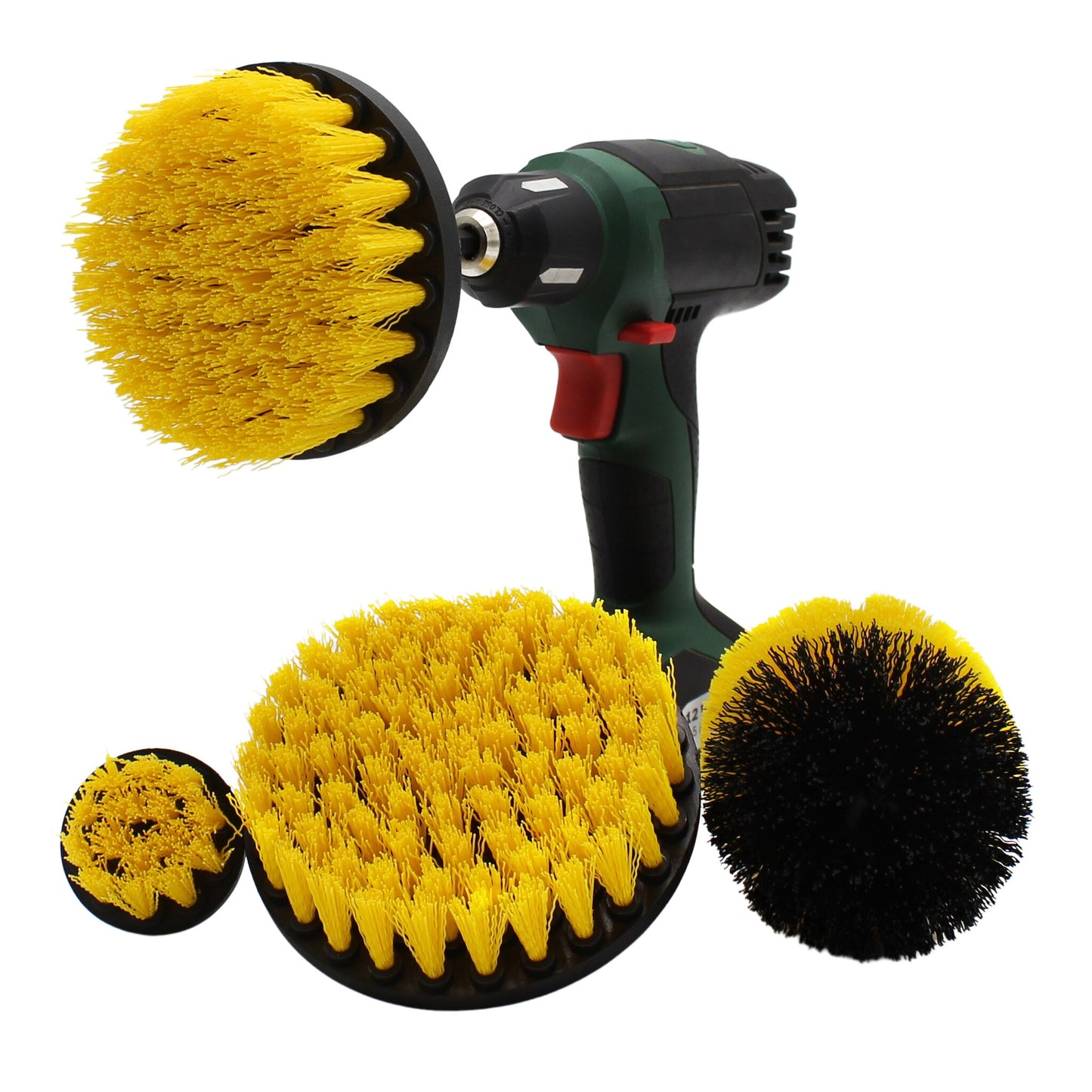 Lots de 4 brosses pour visseuse. (Poils durs -> Surfaces plastiques)